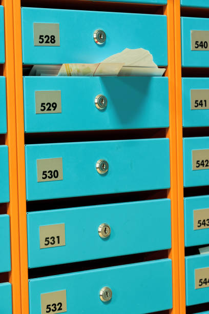 istock A group of blue metallic mailboxes with round locks 1302570400