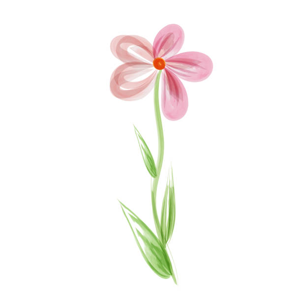 istock Vector decorative red flower isolated on a white background imitation of watercolor, for decoration of children's books, postcards. 1302571601