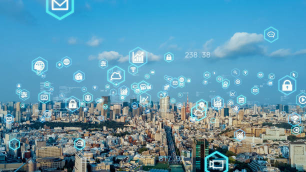 istock Smart city and communication network concept. 5G. LPWA (Low Power Wide Area). Wireless communication. 1302573334