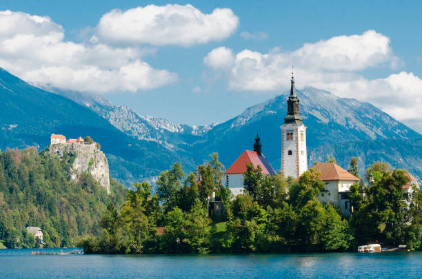 istock Church on the Bled lake, Slovenia 1302579473