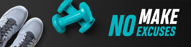 istock Motivational fitness header - Make no excuses 1302580357