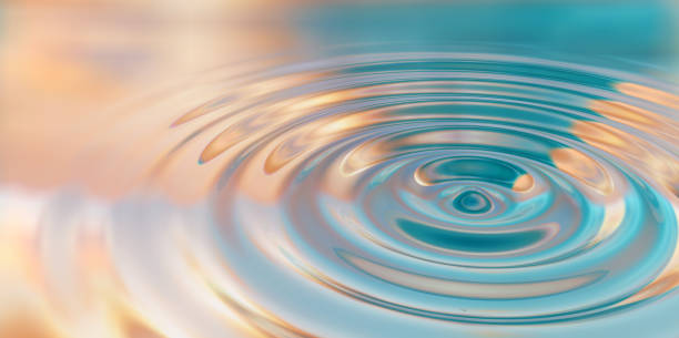 istock Water drop splash close-up on water surface 3d illustration 1302582500