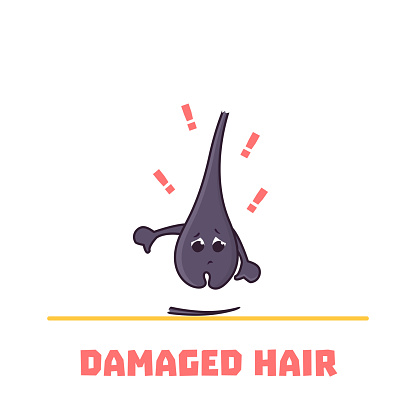 Damaged Hair Follicle Sad Cartoon Character Illustration Stock Illustration  - Download Image Now - iStock