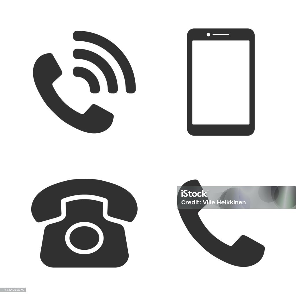 Telefon-Symbol-Symbol-Set. Smartphone, altes Telefon Logo Zeichen Form Sammlung. Vektor-Illustrationsbild. Isoliert auf weißem Hintergrund. - Lizenzfrei Telefon Vektorgrafik