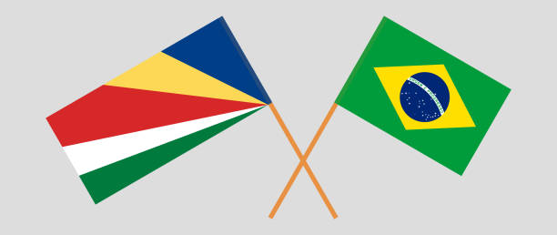 istock Crossed flags of Seychelles and Brazil 1302588258