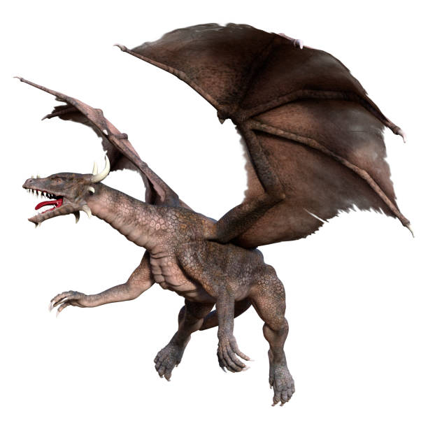 istock 3D illustration fantasy dragon on white 1302588265