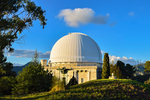 Nice, France - November 9 2019: Cote D'Azur Astronomical Observatory dome exterior