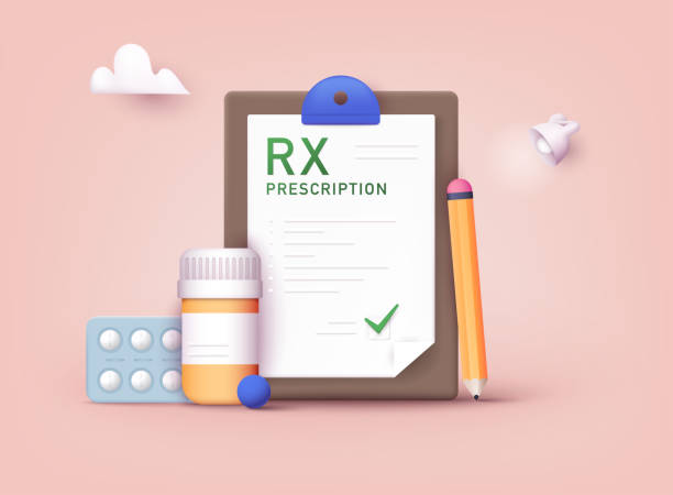 ilustrações de stock, clip art, desenhos animados e ícones de rx medical prescription drug vector illustration. doctors and pills. vector rx prescription. 3d web vector illustrations. - prescription doctor rx pharmacist