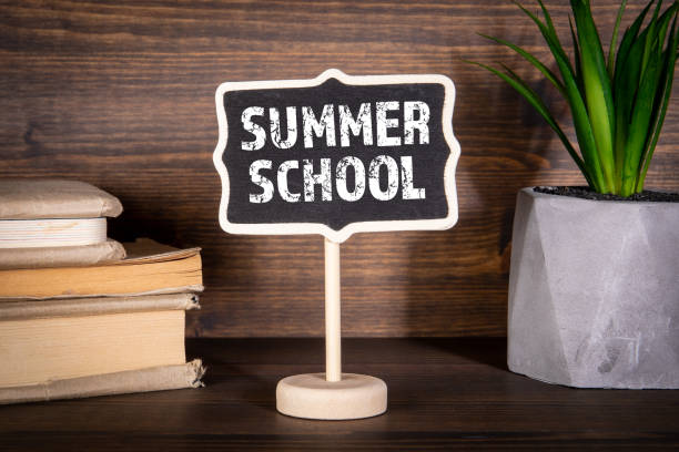 istock Summer School. Wisdom Knowledge Education Concept. Miniature chalk board 1302596843