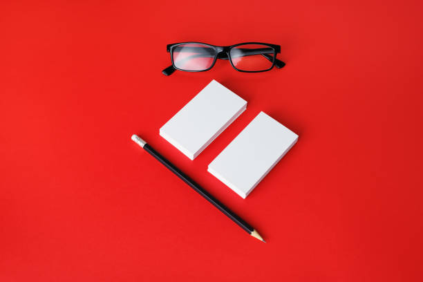 istock Business cards, pencil, glasses 1302598888