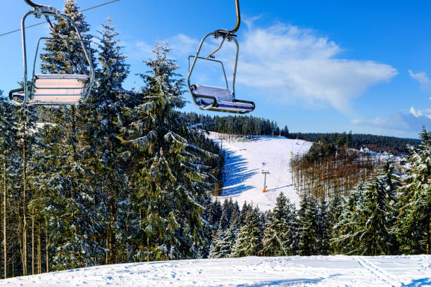 Ski resort in winter near Winterberg in the Hochsauerland district of North Rhine-Westphalia Ski resort in winter near Winterberg in the Hochsauerland district of North Rhine-Westphalia winterberg photos stock pictures, royalty-free photos & images