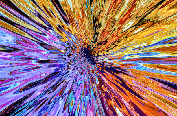 istock a black card painted with colorful paints in an interesting pattern 1302607132