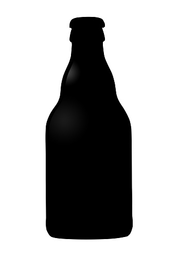 black beer bottle with cap on white background 3d illustration