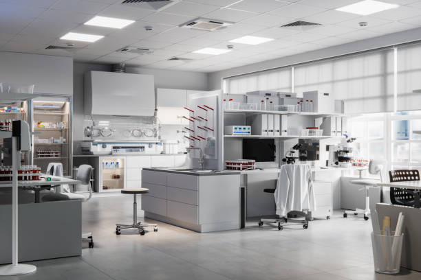 現代の実験室の内部の3dのレンダリング - medical laboratory ストックフォトと画像