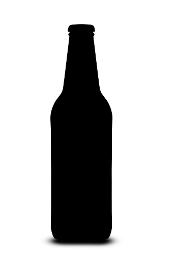 dark bottle with beer on a white background