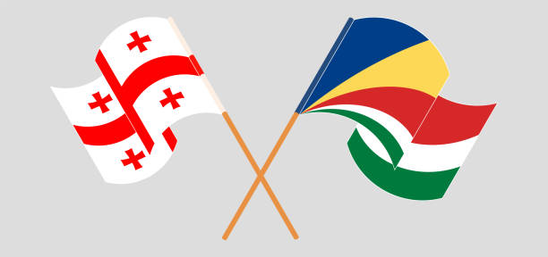 Crossed flags of Georgia and Seychelles Crossed flags of Georgia and Seychelles. Official colors. Correct proportion. Vector illustration georgia football stock illustrations