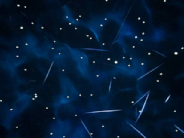 istock Blurred bright navy blue universe background with mist and golden stars. 1302611283