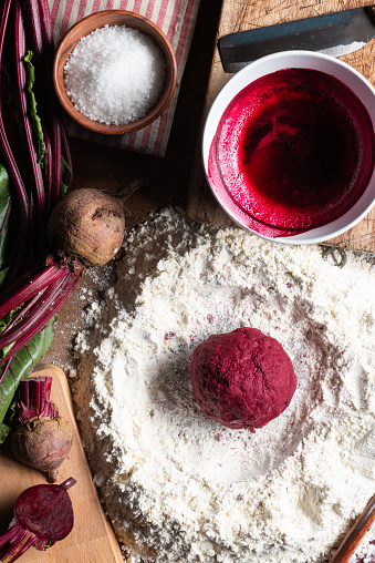 Italian pasta made with beet