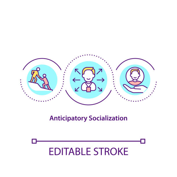 ikona koncepcji socjalizacji antycypacyjnej - anticipatory stock illustrations