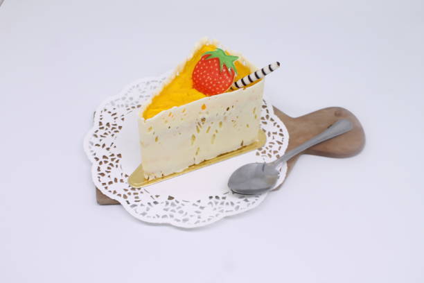 istock Slice cake yellow and strawberry 1302613945