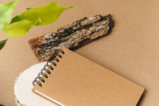 istock Set of craft elements with copy space and green leaves 1302616450