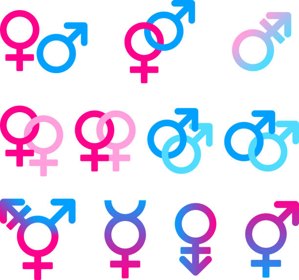 A set of icons representing various genders. icon set gender equality stock illustrations