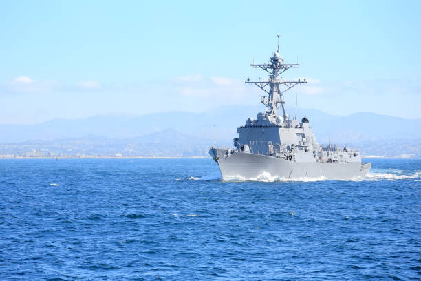 U.S. military ship U.S. military ship is leaving the port of San Diego, California battleship photos stock pictures, royalty-free photos & images