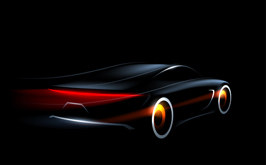 Car silhouette with light and motion effect in vector