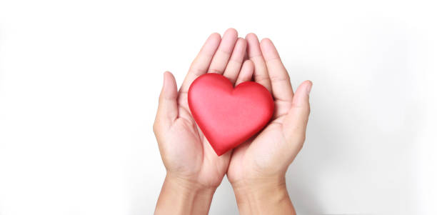 istock Hands holding  red heart. heart health donation concepts 1302628362