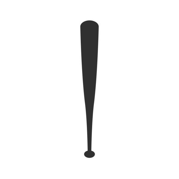 ilustraciones, imágenes clip art, dibujos animados e iconos de stock de icono de silueta negro murciélago de béisbol - wooden bat