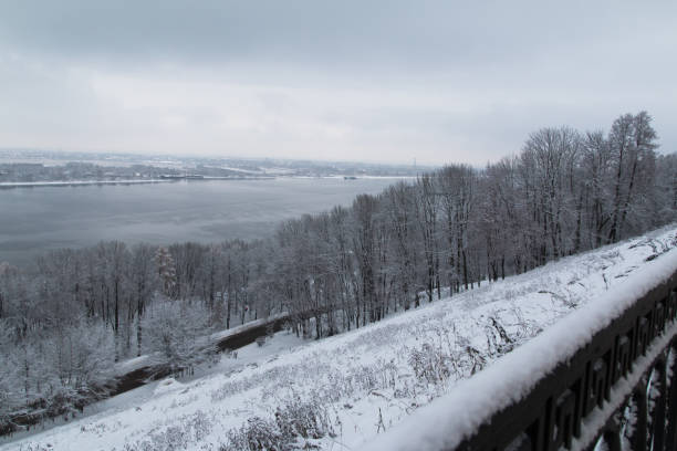 embankment in winter Nizhny Novgorod stock photo