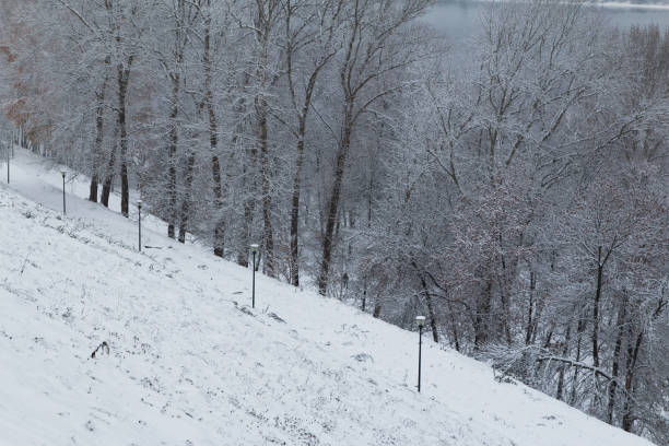 embankment in winter Nizhny Novgorod stock photo