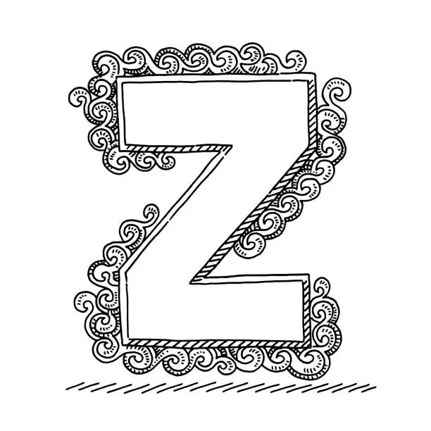 Vector illustration of Monogram Letter Z Swirl Pattern Drawing