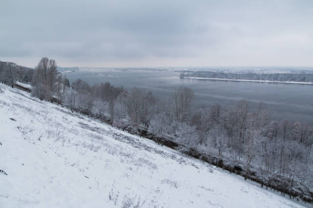 embankment in winter Nizhny Novgorod two stock photo