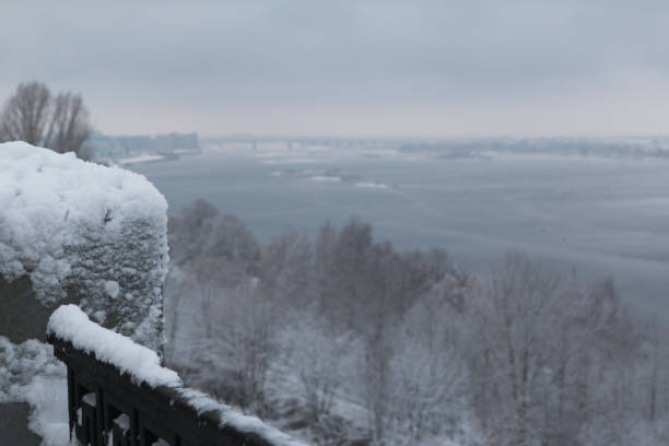 embankment in winter Nizhny Novgorod stock photo