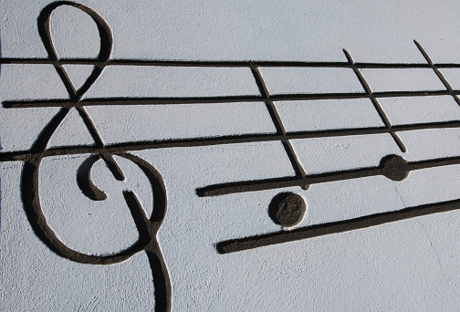 music notes and notation symbol for playing music on an instrument