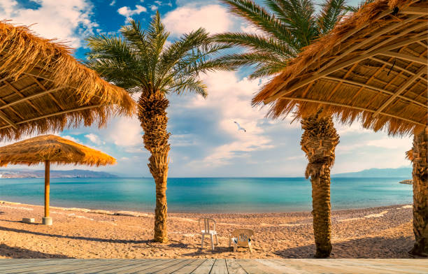 istock Morning at central public beach in Eilat, Israel 1302634172