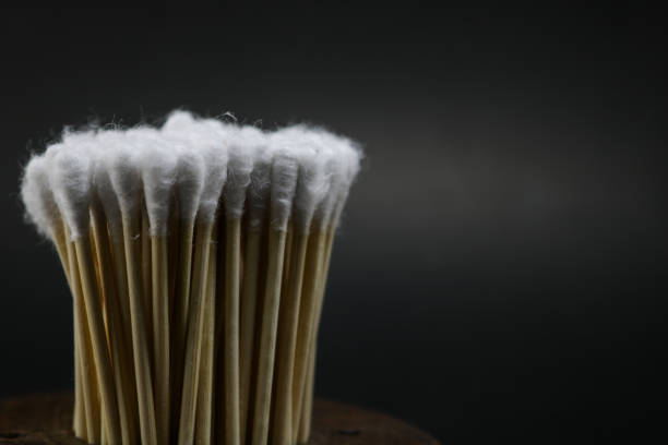 Bundle of Cotton buds on black background