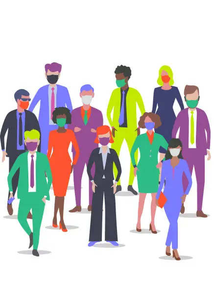 Vector illustration of Professional or Business people with Face Masks