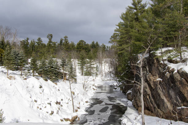 istock Winter scene with the St Regis river 1302638407