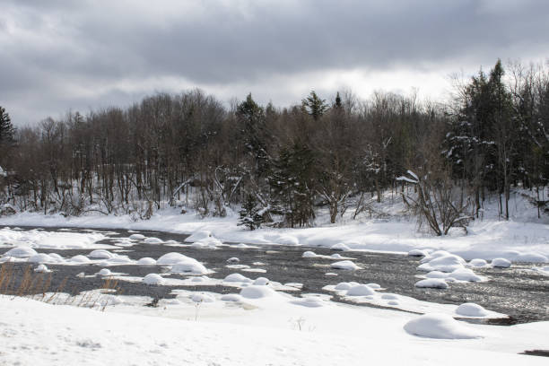 istock Winter scene with the St Regis river 1302638504