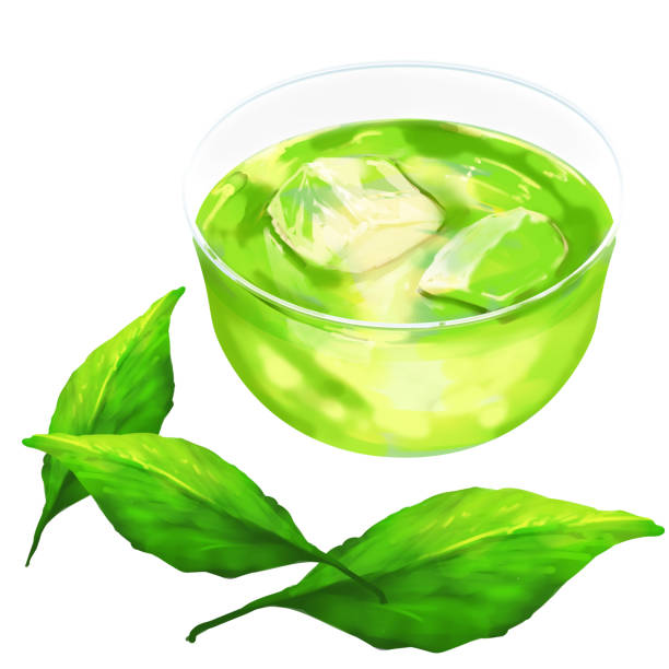illustrazioni stock, clip art, cartoni animati e icone di tendenza di tè giapponese freddo - green tea illustrations