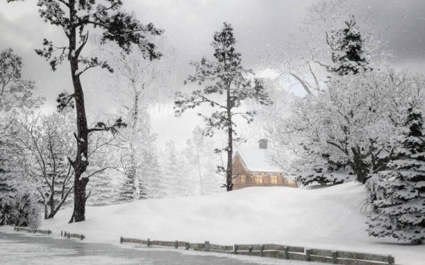 fairy winter landscape - january winter icicle snowing imagens e fotografias de stock