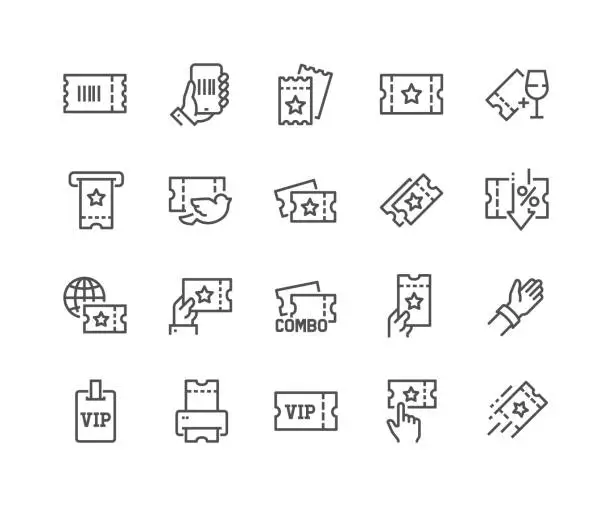 Vector illustration of Line Tickets Icons