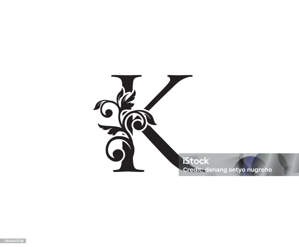 Classic K Floral Alphabet Design Vector Stock Illustration ...