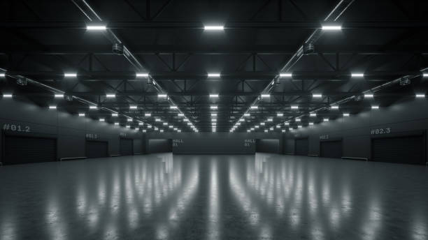 istock 3D render of empty exhibition space. backdrop for exhibitions and events. Tile floor. Marketing mock up. 1302643886