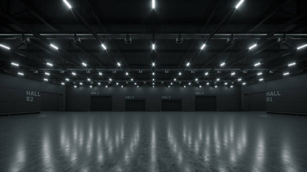 istock 3D render of empty exhibition space. backdrop for exhibitions and events. Tile floor. Marketing mock up. 1302643895