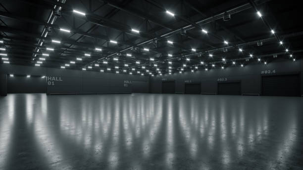 istock 3D render of empty exhibition space. backdrop for exhibitions and events. Tile floor. Marketing mock up. 1302643896
