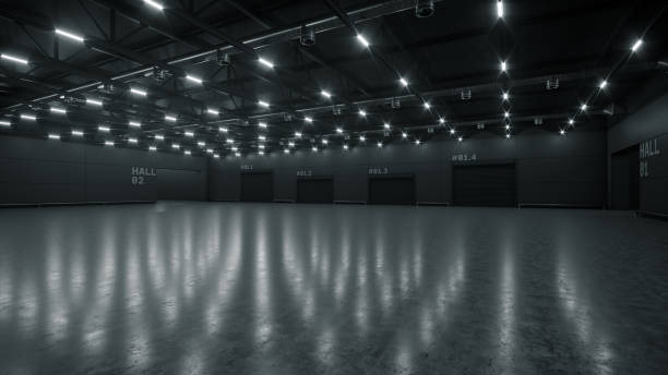 istock 3D render of empty exhibition space. backdrop for exhibitions and events. Tile floor. Marketing mock up. 1302643903