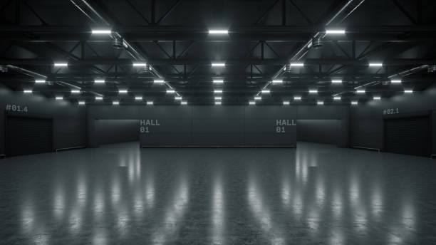 istock 3D render of empty exhibition space. backdrop for exhibitions and events. Tile floor. Marketing mock up. 1302643941
